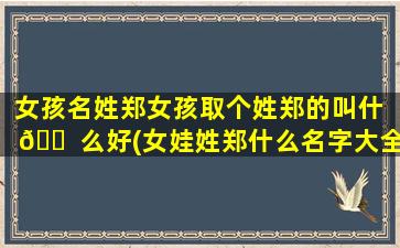 女孩名姓郑女孩取个姓郑的叫什 🐠 么好(女娃姓郑什么名字大全)